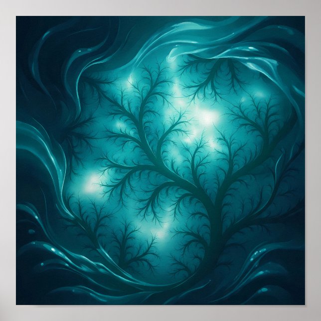 Luminöser Fluss-Fraktal-Wallpaper und Kunstprint Poster (Vorne)