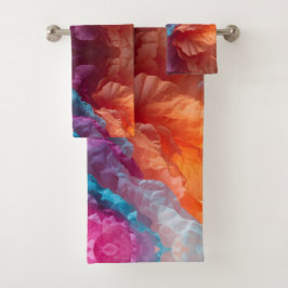 Luminous Abstract Tissue Paper Layers Badhandtuch Set