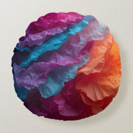 Luminous Abstract Tissue Paper Layers Rundes Kissen