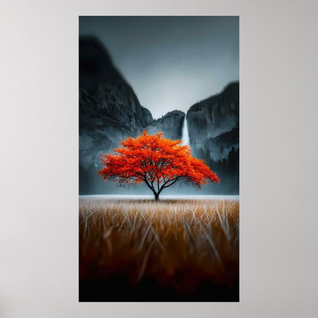 Luminous Autumn Tree Landscape Poster (Vorne)