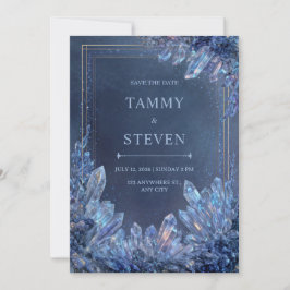 Luminous Blaue Quarz vergoldeter dreifacher Rahmen Einladung