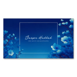 Luminous Blue Floral Monochromatic Magnetische Visitenkarte