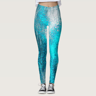 Luminous Blue Glitzern Spritzer Leggings