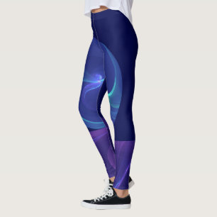 Luminous Blue Lila Dream Abstraktes Fraktal Kunst, Leggings