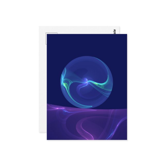 Luminous Blue Lila Dream Abstraktes Fraktal Kunst, Postkarte (Vorderseite/Rückseite Beispiel)