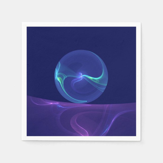 Luminous Blue Lila Dream Abstraktes Fraktal Kunst, Serviette (Vorderseite)