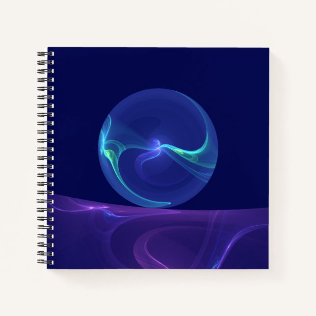 Luminous Blue Purple Dream Abstract Fractal Art Notizbuch (Vorderseite)