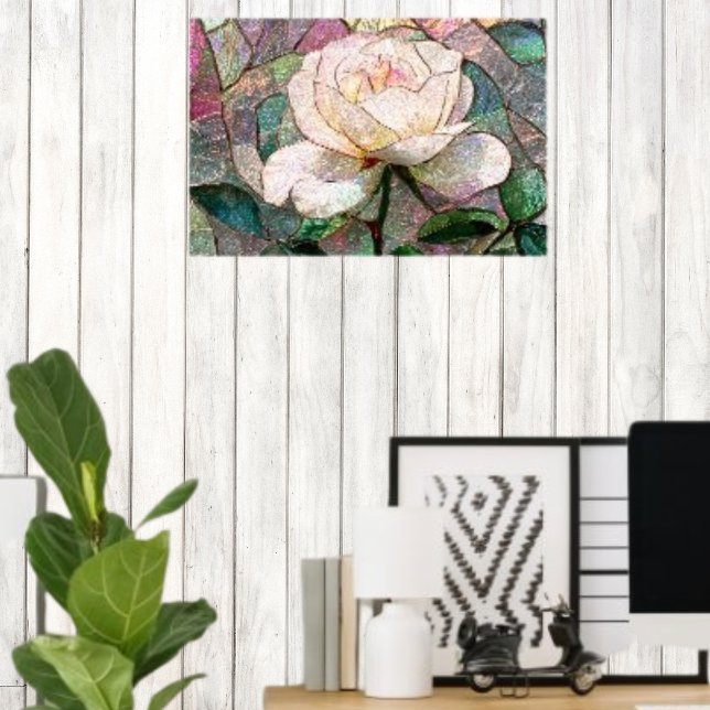 Luminous Blush-Rose-Falsches-Buntglas-Pastell Poster (Von Creator hochgeladen)