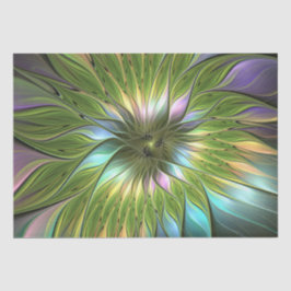 Luminous Colorful Fantasy Flower Fractal Art Seidenpapier