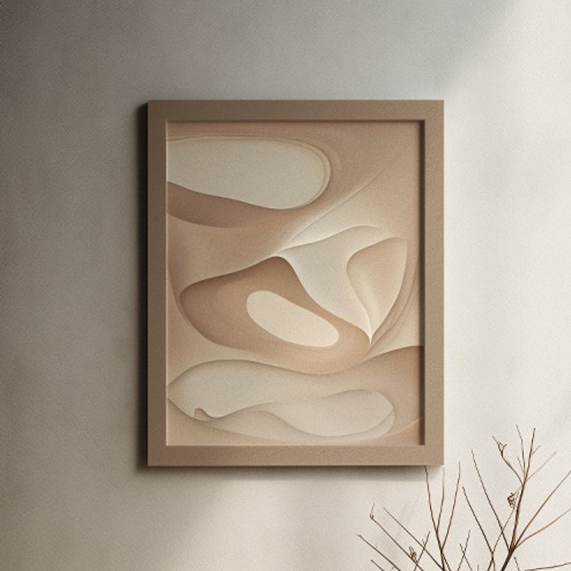 "Luminous Elegance" | Neutrale Tones Fluid Art Poster (Von Creator hochgeladen)