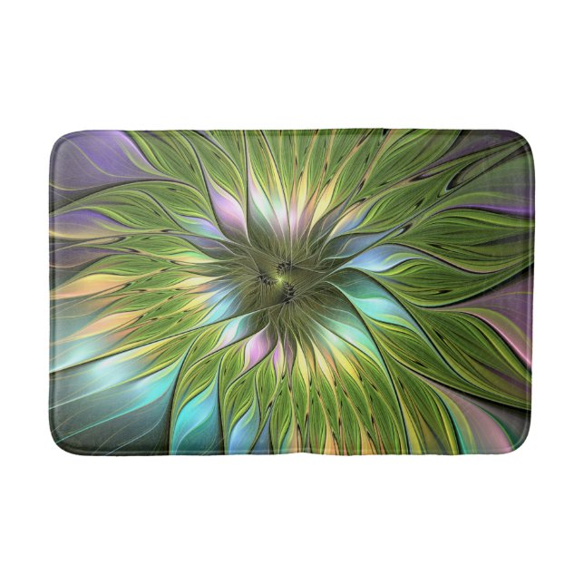 Luminous Fantasy Blume Fraktal Art Badematte (Vorderseite)