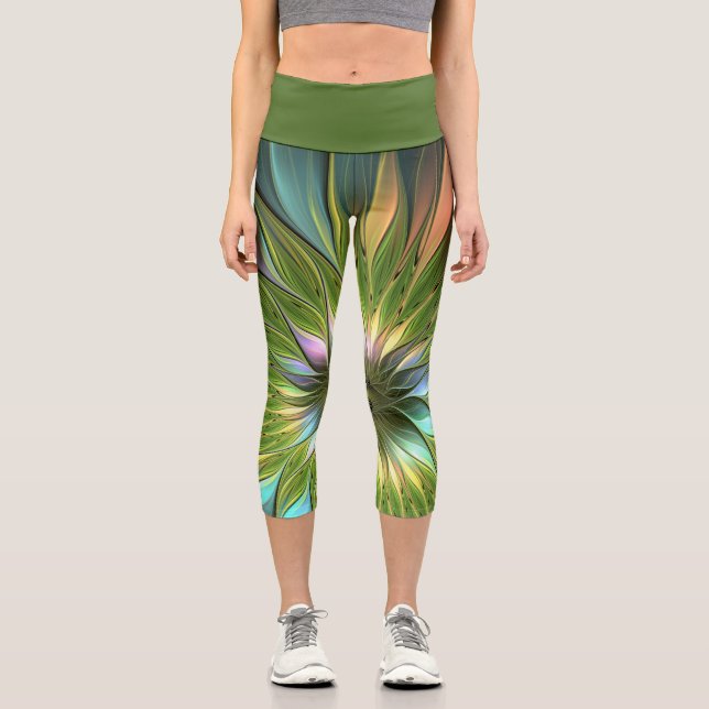 Luminous Fantasy Blume Fraktal Art Capri Leggings (Vorderseite)
