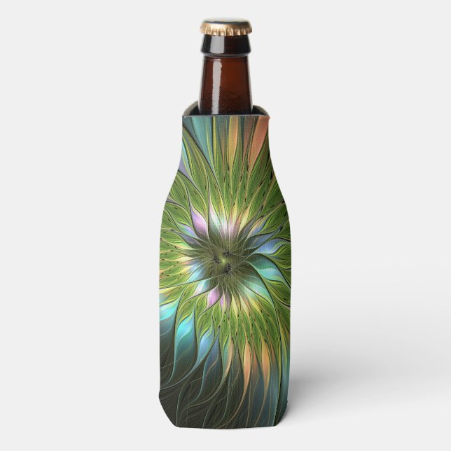 Luminous Fantasy Blume Fraktal Art Flaschenkühler (Flaschenvorderseite)