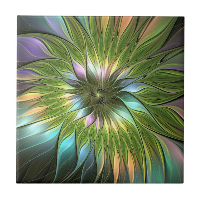 Luminous Fantasy Blume Fraktal Art Fliese (Vorderseite)