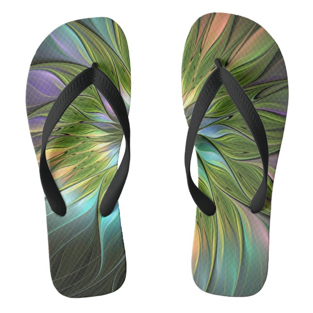 Luminous Fantasy Blume Fraktal Art Flip Flops (Fußbett)