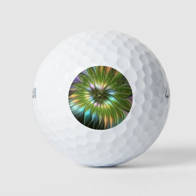 Luminous Fantasy Blume Fraktal Art Golfball (Vorderseite)