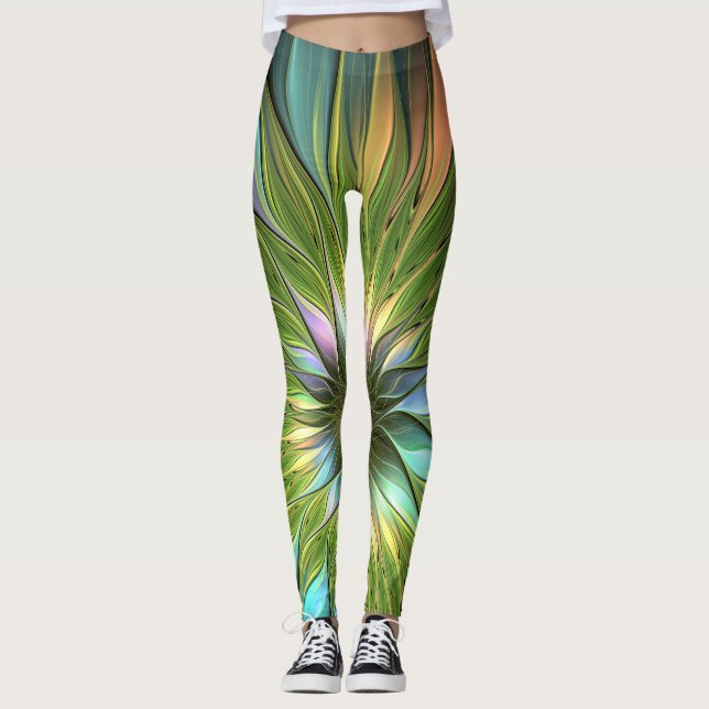 Luminous Fantasy Blume Fraktal Art Leggings (Vorderseite)