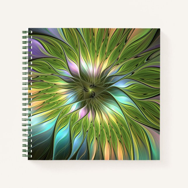 Luminous Fantasy Blume Fraktal Art Notizbuch (Vorderseite)