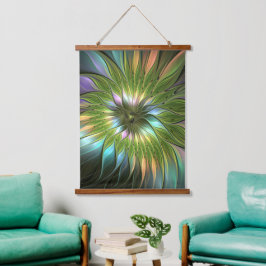 Luminous Fantasy Blume Fraktal Art Wandteppich Mit Holzrahmen