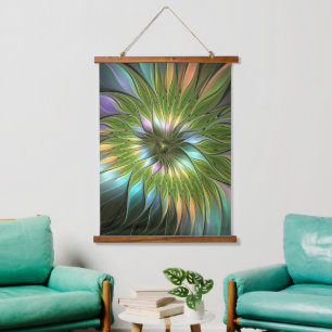 Luminous Fantasy Blume Fraktal Art Wandteppich Mit Holzrahmen
