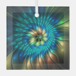 Luminous Fantasy Flower, Colorful Abstract Fractal Ornament Aus Glas