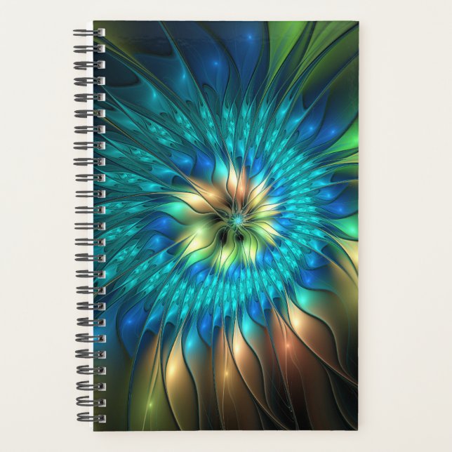 Luminous Fantasy Flower, Colorful Abstract Fractal Planer (Vorderseite)