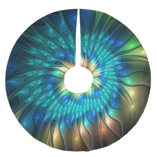Luminous Fantasy Flower, Colorful Abstract Fractal Polyester Weihnachtsbaumdecke (Vorderseite)