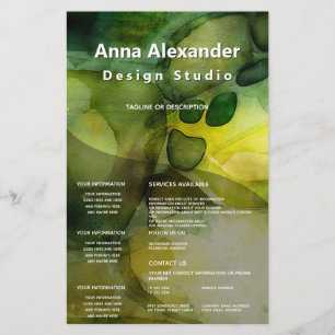 Luminous Flow   Grüne abstrakte Aquarellmalerei  Flyer