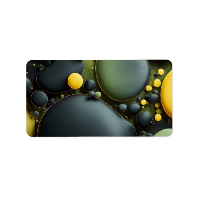 Luminous Fluid Dynamics: Yellow and Green Abstract Adressaufkleber (Vorne)
