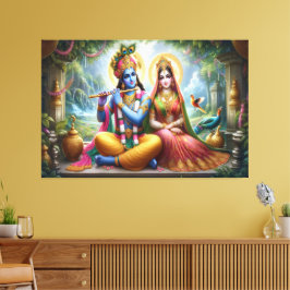Luminous Gods Art: Krishna Radha, Göttliches Paar Leinwanddruck