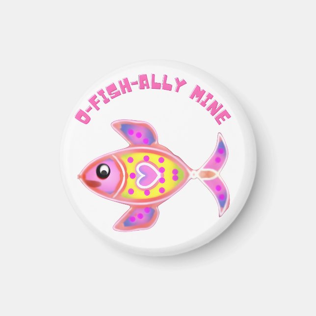 Luminous Heart Fish: Radiant Neon Kawaii Sea Life  Magnet (Vorne)