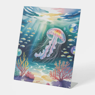 Luminous Jellyfish Underwater Scene Sockelschild
