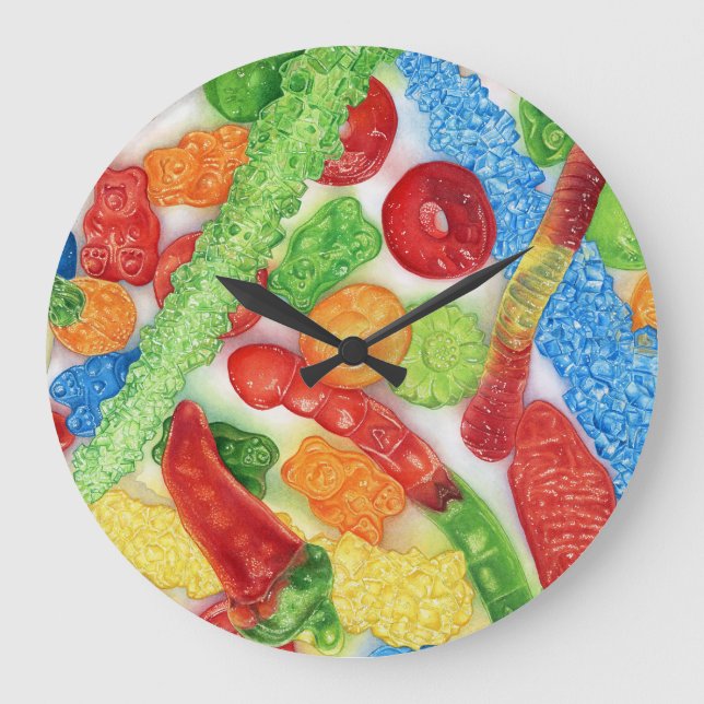 Luminous Lollies Große Wanduhr (Vorderseite)
