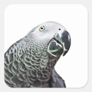 Luminous Parrot Art African Gray Bird Stickers