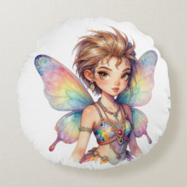 Luminous Rainbow Guardian fairy Rundes Kissen