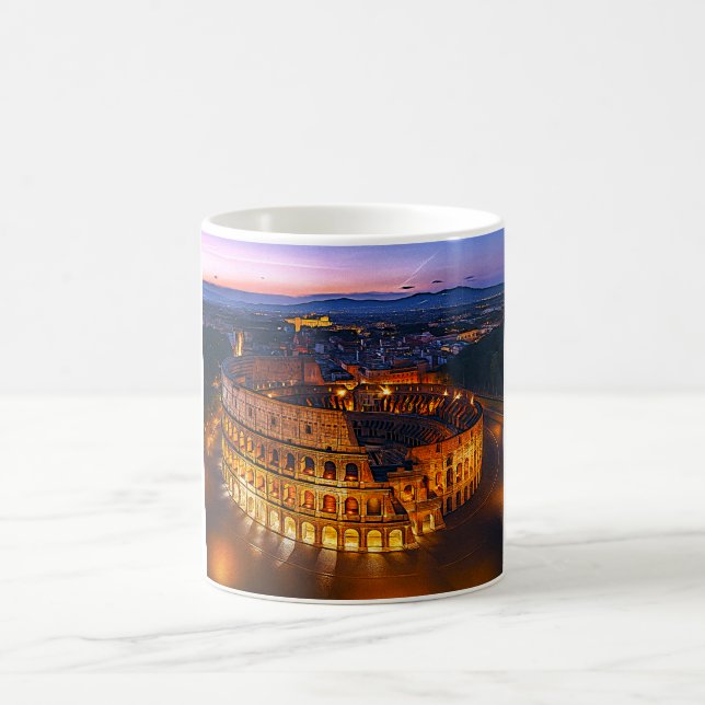 Luminous Roman Colosseum Nightscape Kaffeetasse (Mittel)
