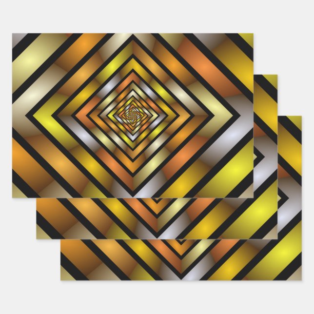 Luminous Tunnel Colorful Trippy Fraktal Graphic Geschenkpapier Set (Set)