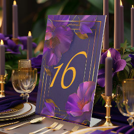 Luminous Violets Purple Wedding Table Number Sockelschild