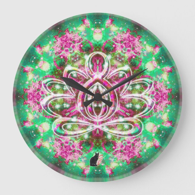 Luminous Zen Lotus Clock Große Wanduhr (Vorderseite)