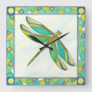 Luminy Pastel Dragonfly von Vanna Lam Quadratische Wanduhr