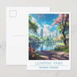 Lumpini Park Bangkok Thailand Vintage Travel Postkarte