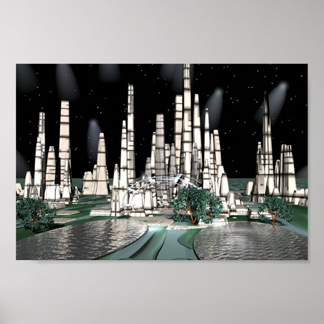 Luna City Heaven, bryce 5,0 Kunstwerke von mir Poster (Vorne)