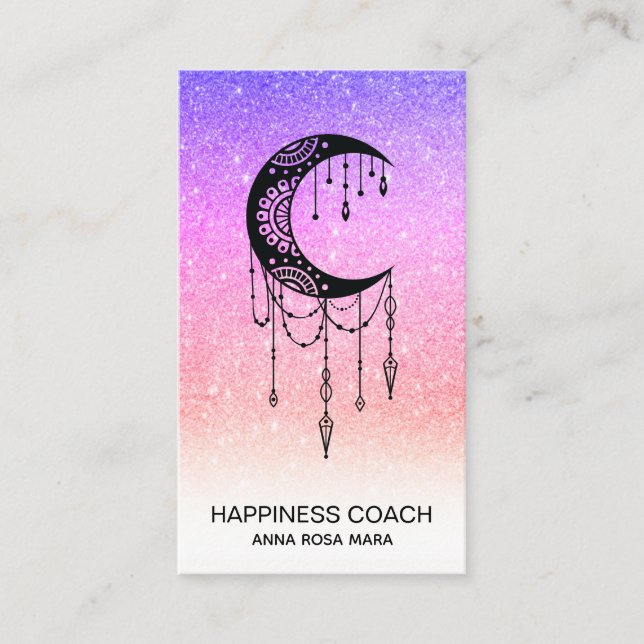 *~* Luna Crescent Moon Talisman Shaman Glitzer Visitenkarte (Vorderseite)