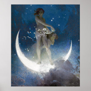 Luna Goddess auf den Nachts-Scattering Stars Poster