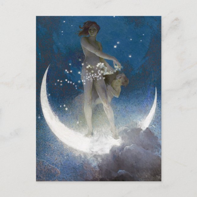 Luna Goddess auf den Nachts-Scattering Stars Postkarte (Vorderseite)