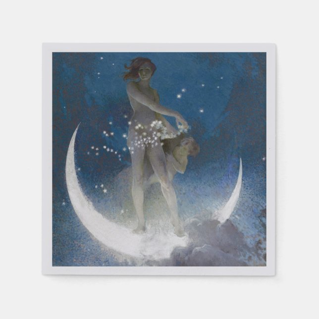 Luna Goddess auf den Nachts-Scattering Stars Serviette (Vorderseite)