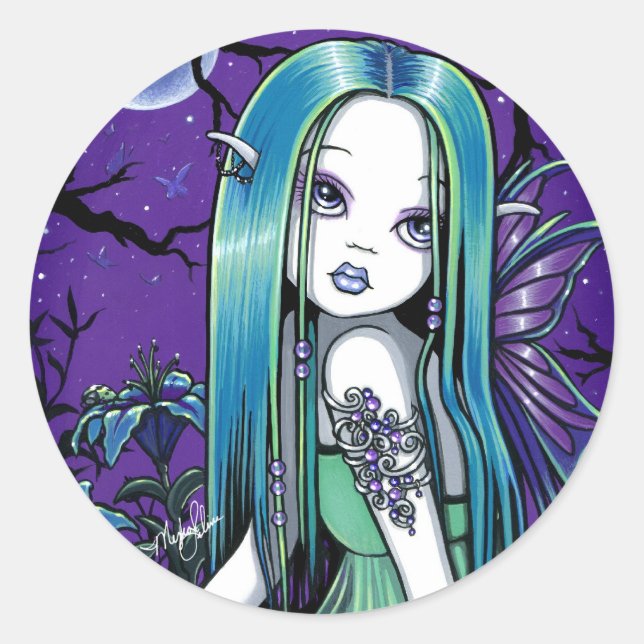 "Luna" Gothic Moon Lilly Fairy Art Stickers (Vorderseite)