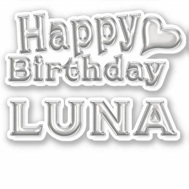 Luna Happy Birthday silver Aufkleber Sticker (Vorderseite)