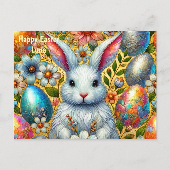 LUNA ~ HAPPY EASTER BUNNY GREETING ~ FEIERTAGSPOSTKARTE (Vorderseite)