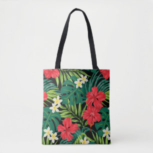 Luna Hibiskus Garden Hawaiian - Black Beach Bag
